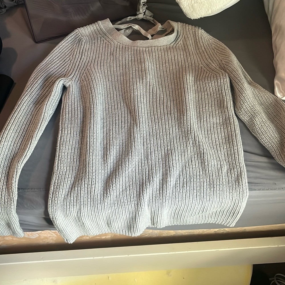 sweater with lace up bow in the back